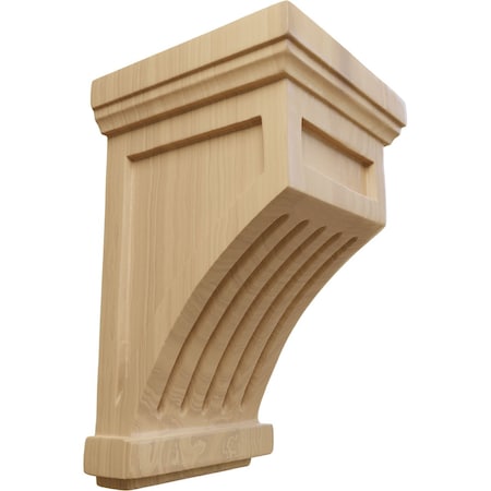 Ekena Millwork 4 1/4"W x 4 1/4"D x 7"H Fluted Mission Corbel, Cherry COR04X04X07FLCH